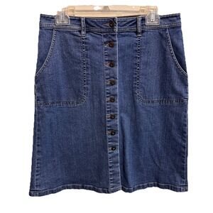 Vince Women's Turo Denim Pencil Skirt Chambray‎ Blue Button Front Waist 32